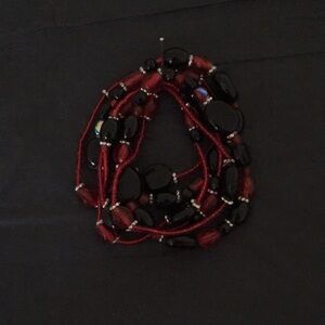 Elegant Red and Black Beaded Bracelet